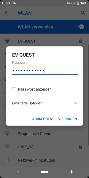 Geben Sie das WLAN-Passwort ein und wählen Sie VERBINDEN