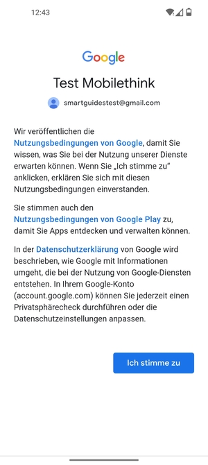 Wählen Sie Ich stimme zu