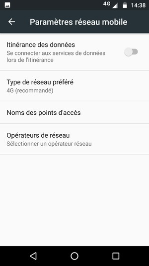 Sélectionnez Type de réseau préféré