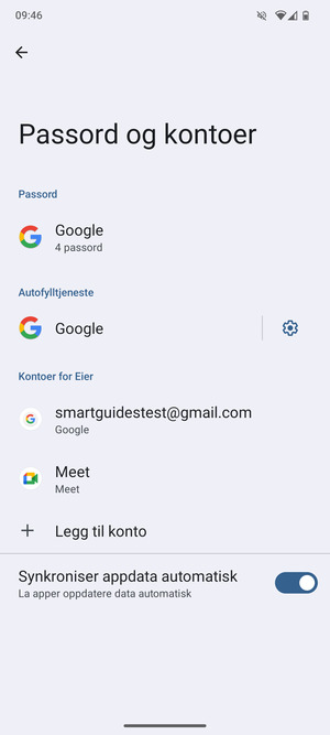 Velg din Google-konto