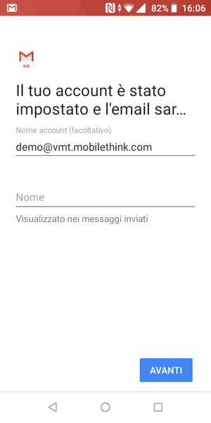 Scegli un nome per il tuo account e inserisci il tuo nome. Seleziona AVANTI
