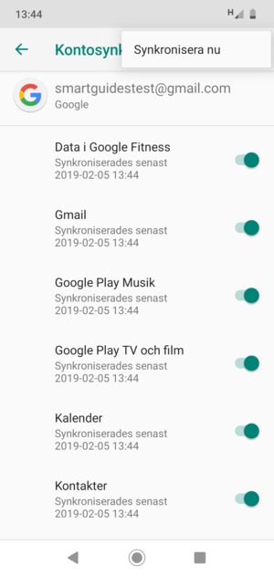 Välj Synkronisera nu