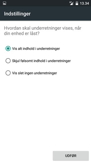 Vælg din foretrukne mulighed og vælg UDFØR