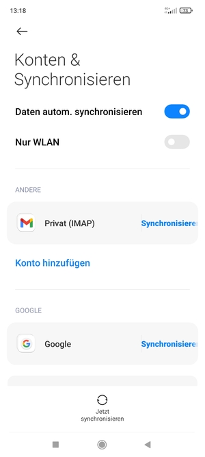 Wählen Sie Google