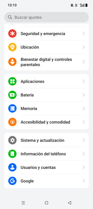 Desplácese y seleccione Sistema y actualización