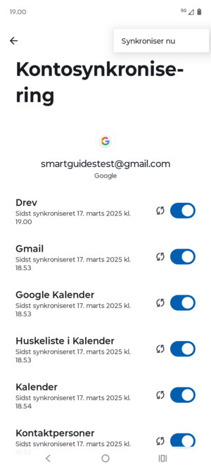 Vælg Synkroniser nu