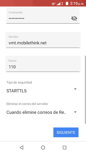 Desplácese y seleccione Tipo de seguridad