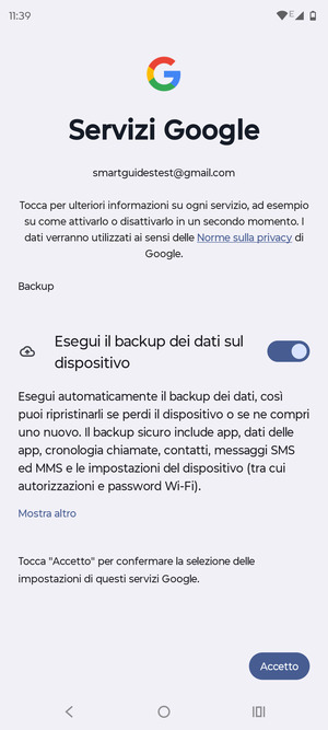 Seleziona Accetto
