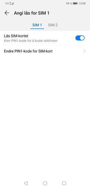 Din PIN-kode for SIM-kort er endret