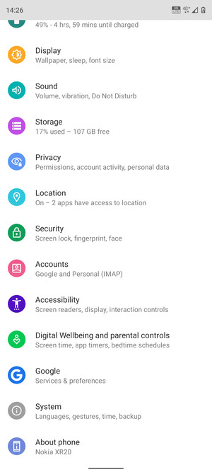 Scroll to and select System