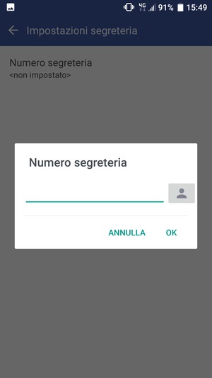 Inserisci Numero segreteria e seleziona OK