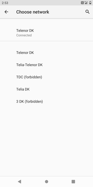 Select a network operator from the list