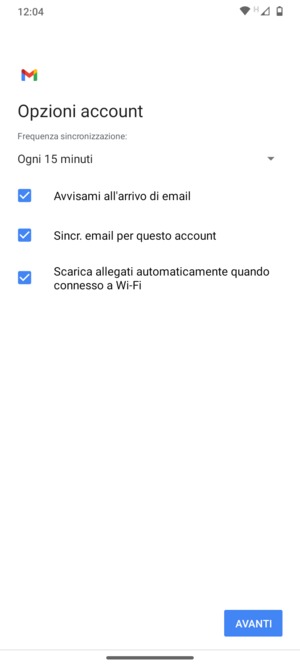 Seleziona AVANTI