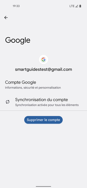 Sélectionnez Synchronisation du compte