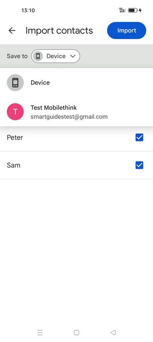 Select your Google account