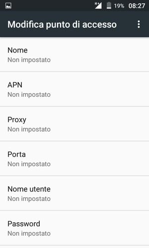 Inserisci le informazioni di Internet