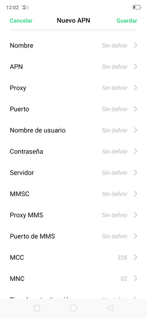 Introduzca la información de Internet