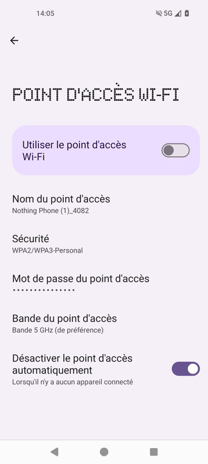 Sélectionnez Mot de passe du point d'accès
