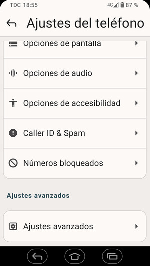 Desplácese y seleccione Ajustes avanzados