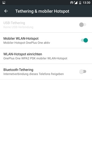 Ihr Handy ist jetzt für die Verwendung als Modem eingerichtet