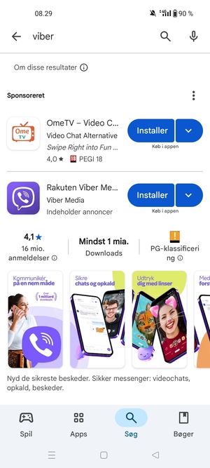 Vælg appen