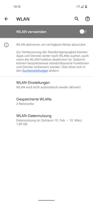 Schalten Sie WLAN verwenden ein