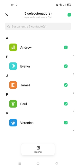 Seleccione Importar