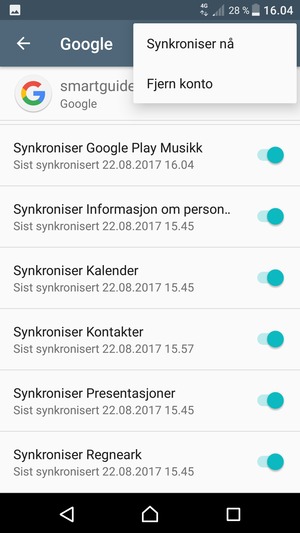 Velg Synkroniser nå