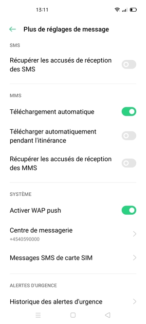 Sélectionnez Centre de messagerie