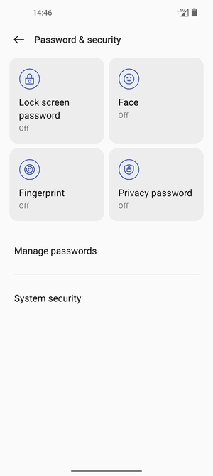 To activate your screen lock, return to the Password & security menu and select Lock screen password