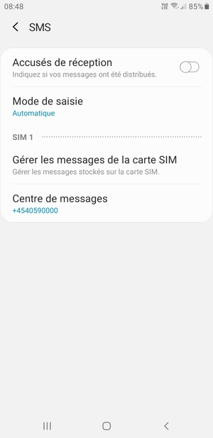 Sélectionnez Centre de messages