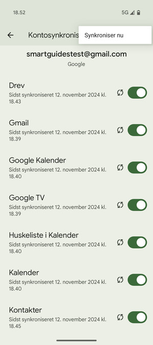 Vælg Synkroniser nu