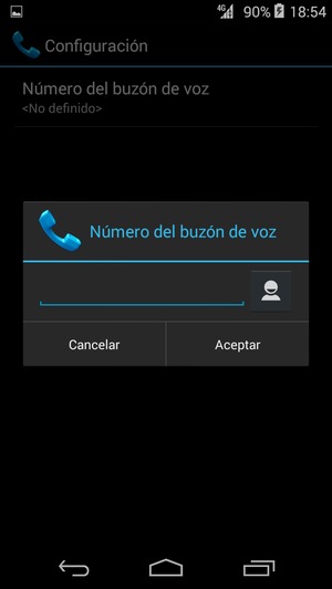Introduzca el Número del buzón de voz y seleccione Aceptar