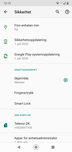 Telefonen din er nå sikret med en skjermlås