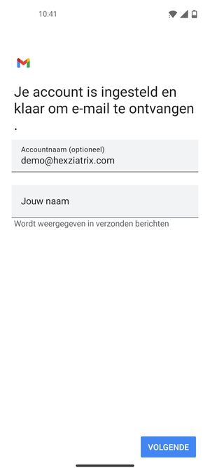 Geef uw account een naam en voer uw naam in. Selecteer VOLGENDE