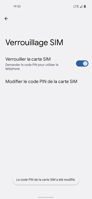 Votre code PIN de la carte SIM a été modifié