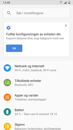 Velg Nettverk og Internett