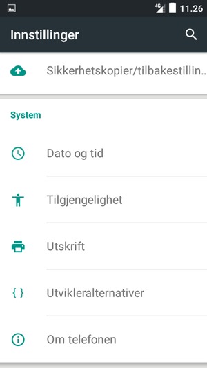 Bla til og velg Om telefonen
