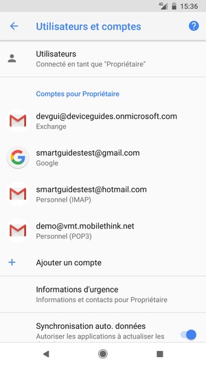 Sélectionnez votre compte Google