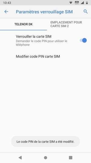Votre PIN de la carte SIM a été modifié