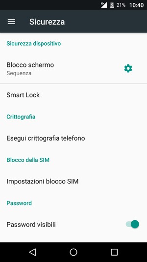 Il tuo telefono è ora protetto dal blocco schermo