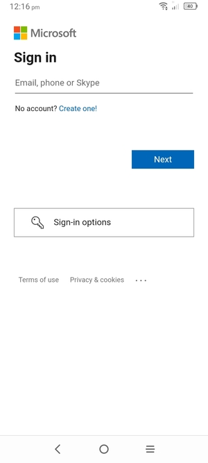 Enter your Email address and select Next