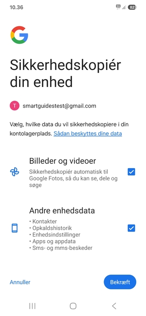 Vælg dine foretrukne muligheder og vælg Bekræft