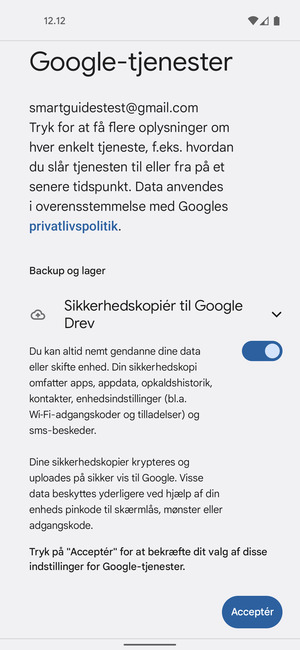 Vælg Acceptér