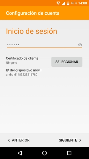 Introduzca su contraseña y seleccione SIGUIENTE