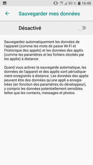 Activer le Sauvegarder mes données