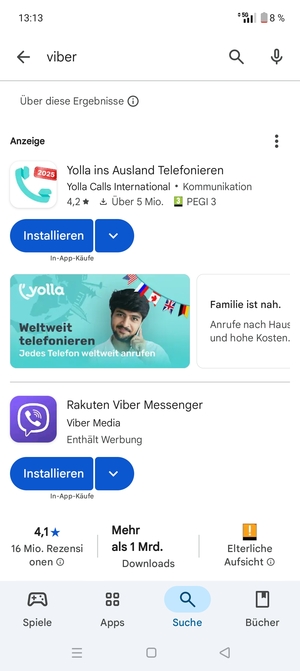 Wählen Sie die App