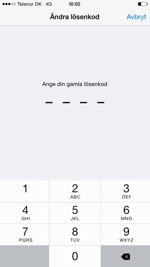Ange din gamla lösenkod