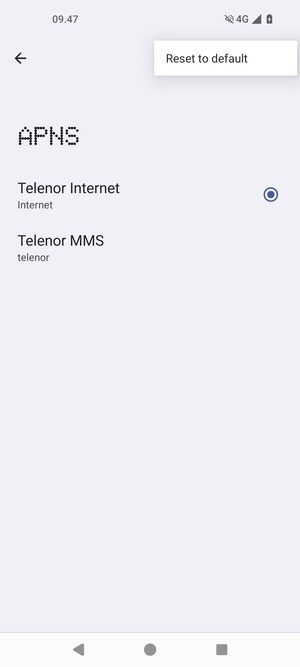 Select Reset to default