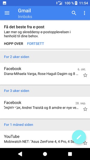 Gmail er klar til bruk